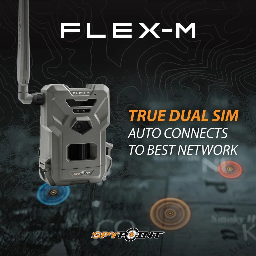 Flex-M Twin Pack Cellular Trail Cameras - Best Hunting Accessories, No Wifi Needed, GPS, Night Vision, Dual-Sim LTE, IP65 Water-Resistant Game Camera, 28MP Photos, 720P Videos + Sound