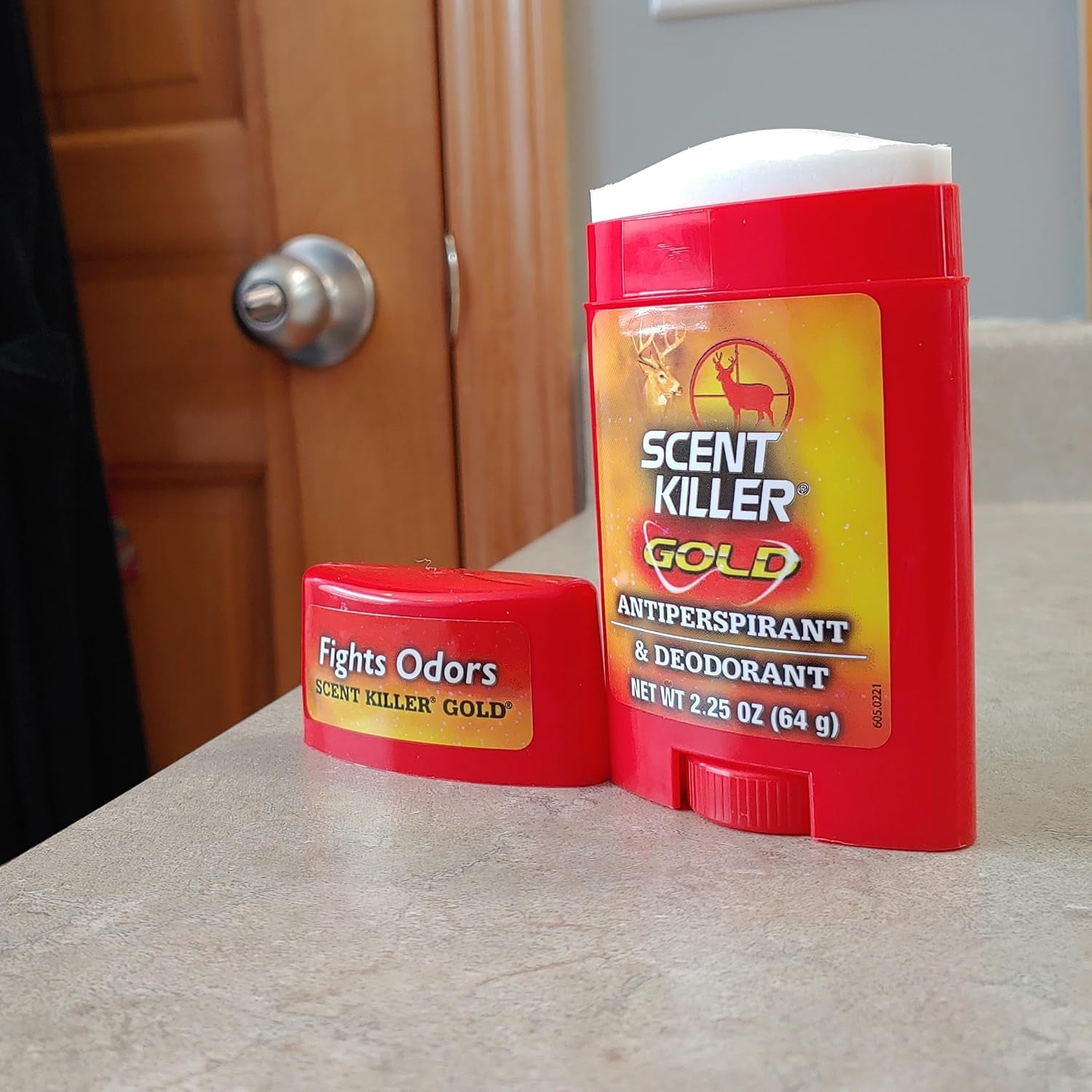 Scent Killer Gold Antiperspirant & Deodorant, Unscented, Anti-Odor Formula for Hunters, Long-Lasting Sweat & Odor Protection, Push-Up Stick, 2.25 OZ