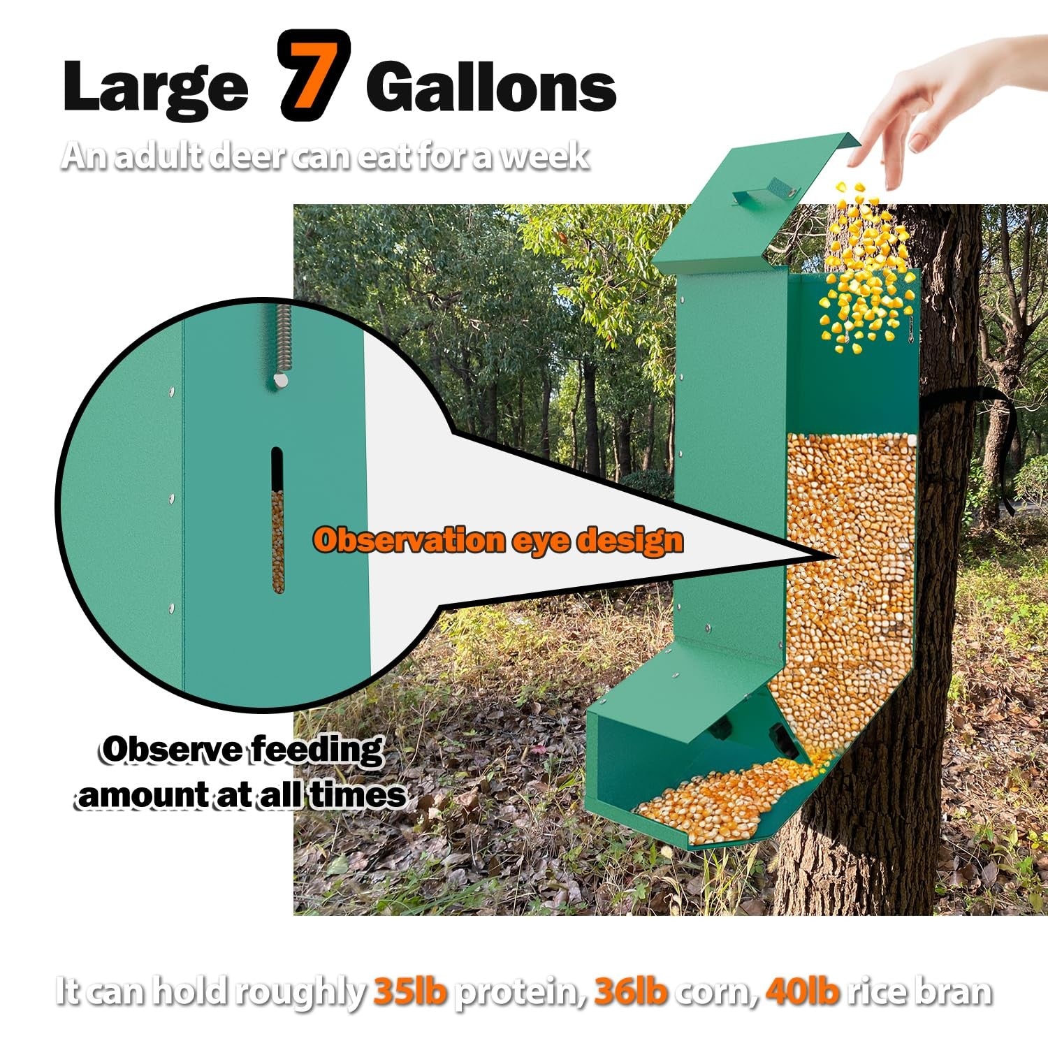 Heavy Duty Deer Feeder Box, Tree Protein Feeder, Gravity Deer Feeder Automati...