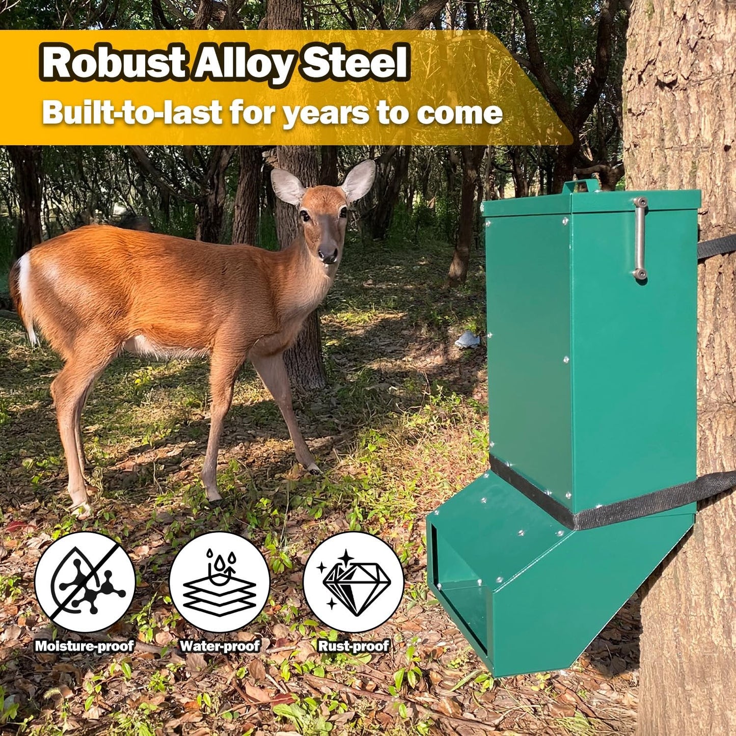 Heavy Duty Deer Feeder Box, Tree Protein Feeder, Gravity Deer Feeder Automati...