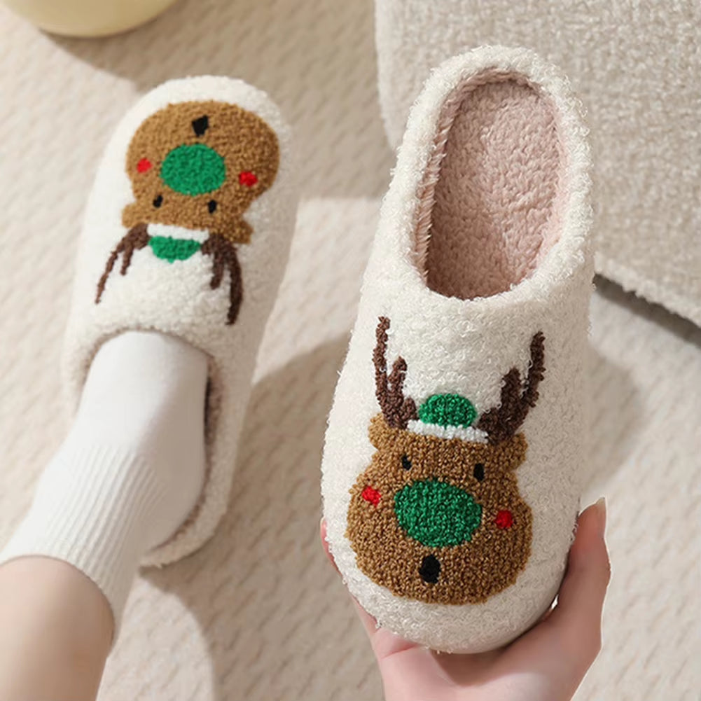 Christmas Deer Slippers Slip On Comfy House Slippers Anti Slip Women Men Bedroom Slipper Plush Warm Slipper For Christmas Gift product photo from The Deer Store