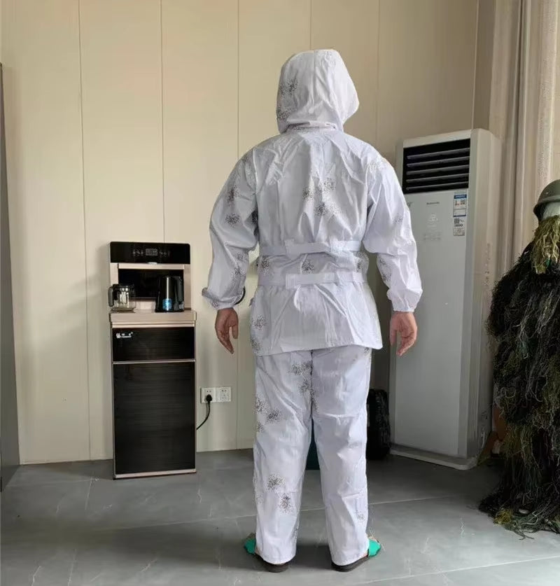 Jacket Style White Snow Camouflage Ghillie Suits Hunting Bionic Color Polyester and Cotton Material Hunting Clothes Ski Suit