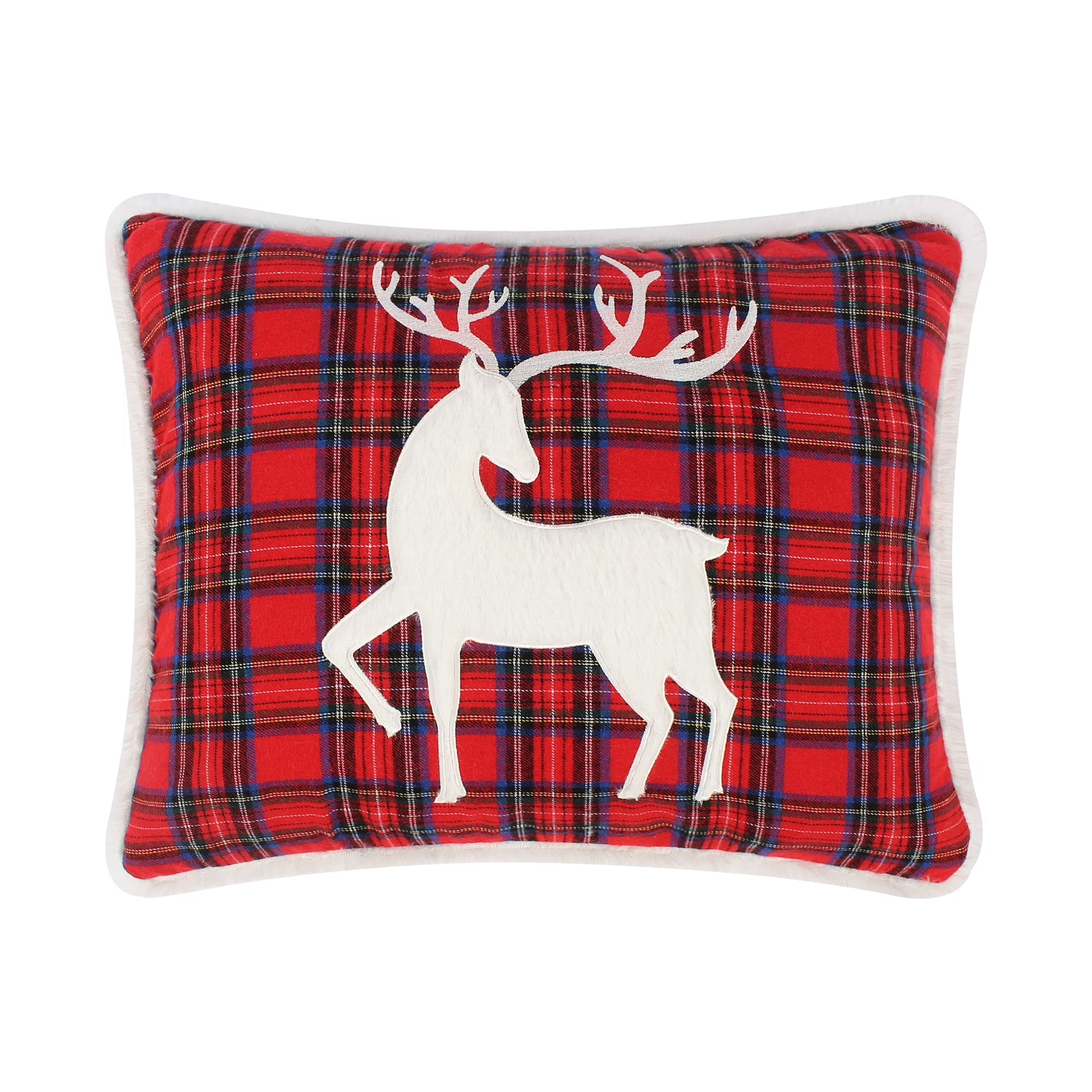 '- Tatum Pines - Decorative Pillow (14X18In.) - White Deer - Red, White and Green