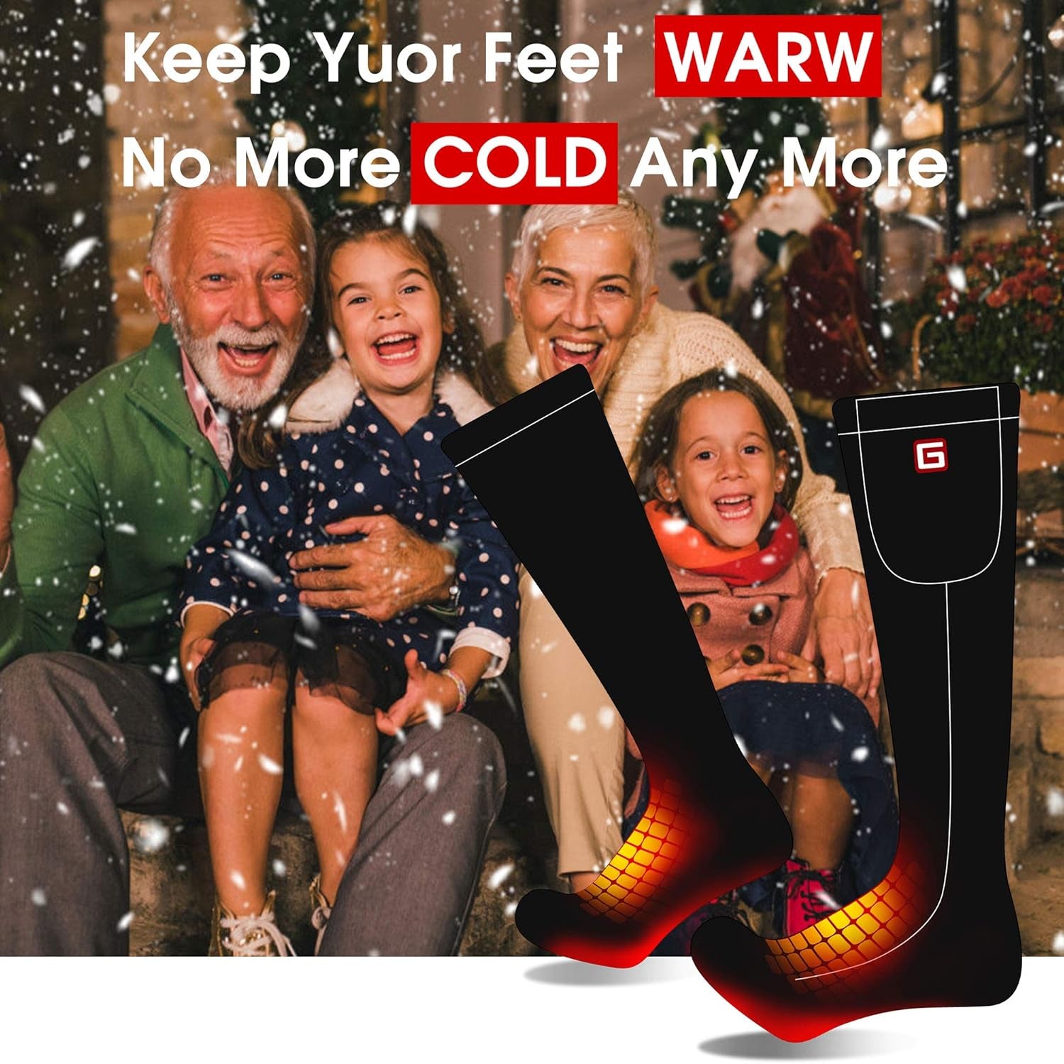 Heated Socks for Men Rechargeable Electric Battery Heated Stockings,Male Winter Warm Battery Powered Heat Insulated Sox,Novelty Climb Hike Thermal Socks Hunt Ski Cycle Foot Warmer,Size L