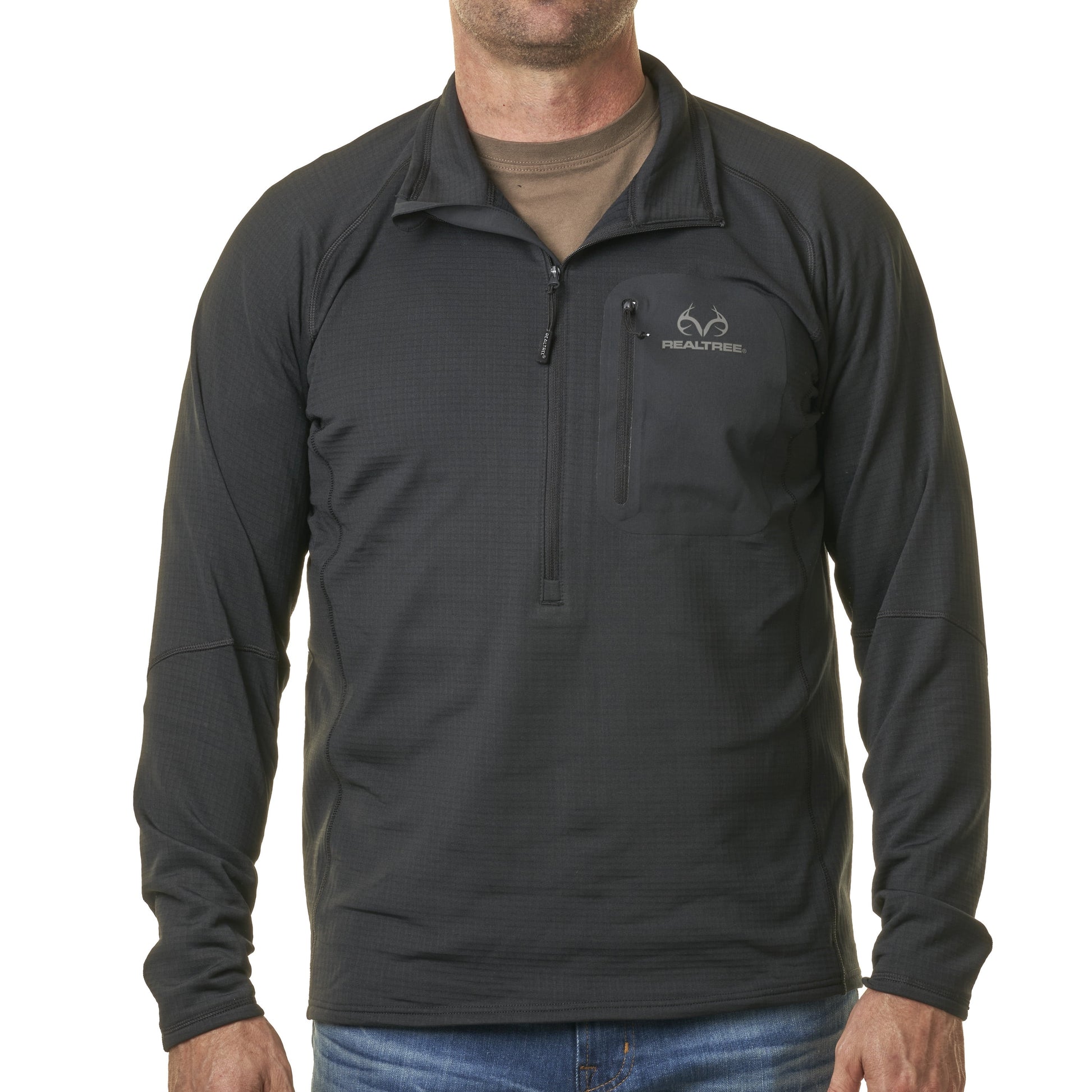 Men'S 1/4 Zip Hunting Pullover- Black, Size M
