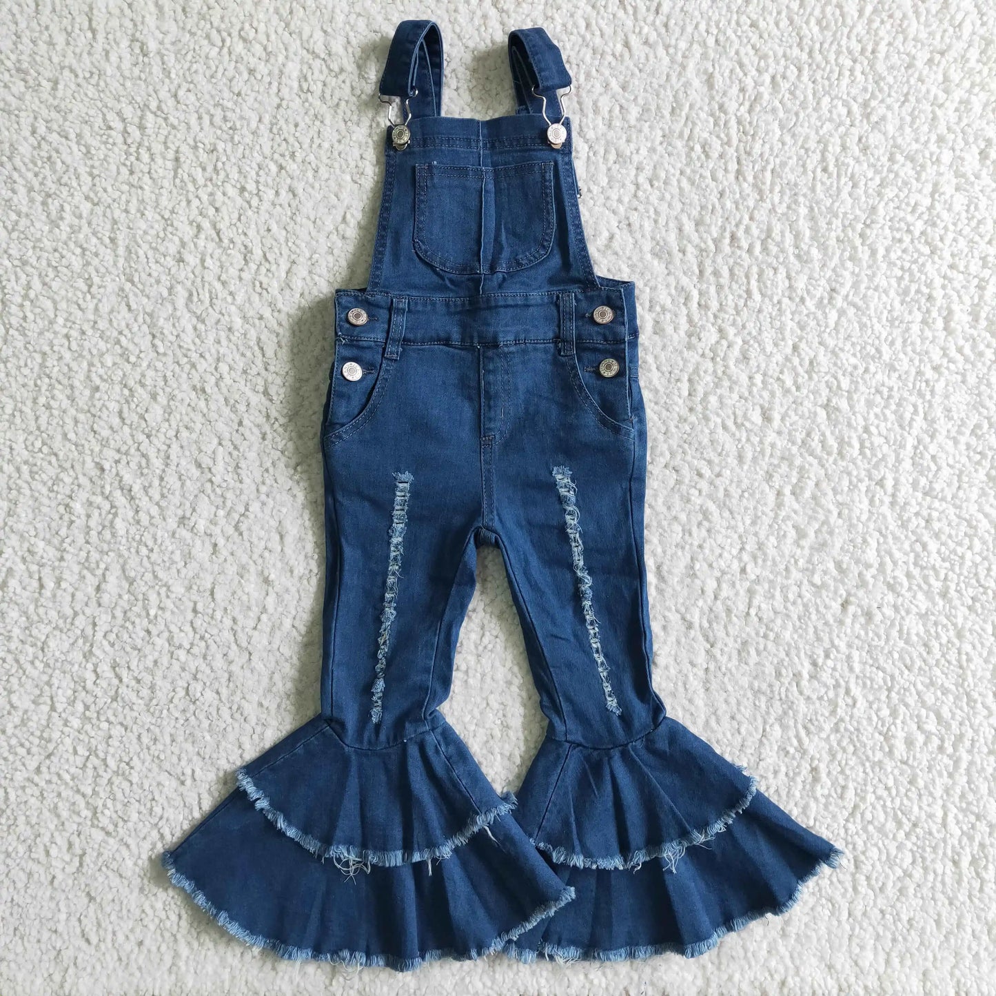 Wholesale Baby Boy Girl Denim Overalls Pocket Bottom Kids Camo Clothing Children Toddler Flared Ripped Pants One Piece Jeans