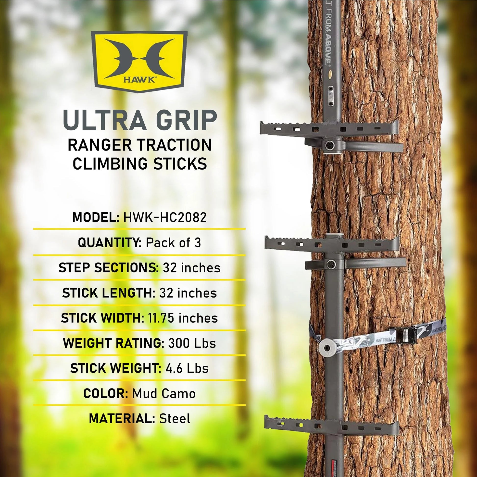 Ranger Traction 32" Climbing Sticks with Angled Step, 3-Pack