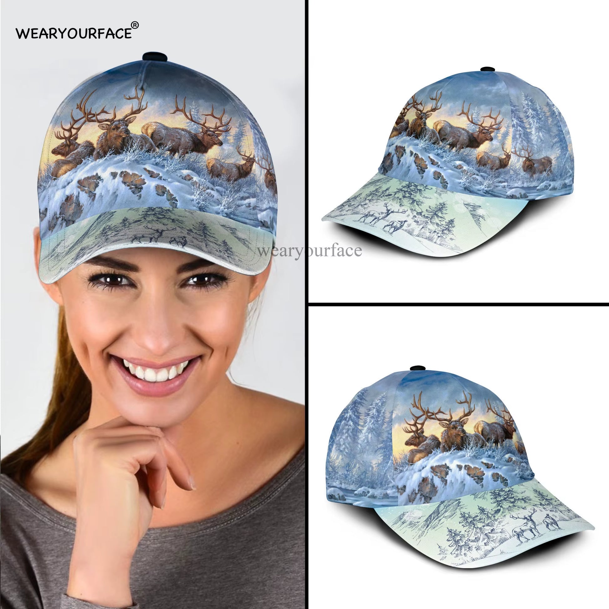 Baseball Cap Love Deer Hunting Wildlife Printed Snapback Men Women Adult Breathable Summer Headwear Outdoor Sun Visor Hats