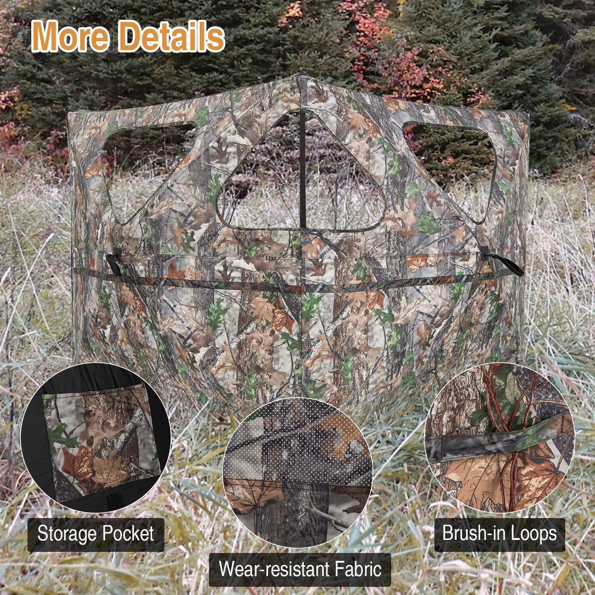 Costway Turkey Hunting Ground Blind 2-Panel Pop up Fence with 3 Shoot through Ports