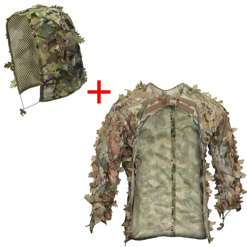 Tactics Leaf Camouflage Cloak Hunting Clothes Mesh Aldult Camuflaje Airsoft CS Shooting Suit Outdoor Hunting Equipment