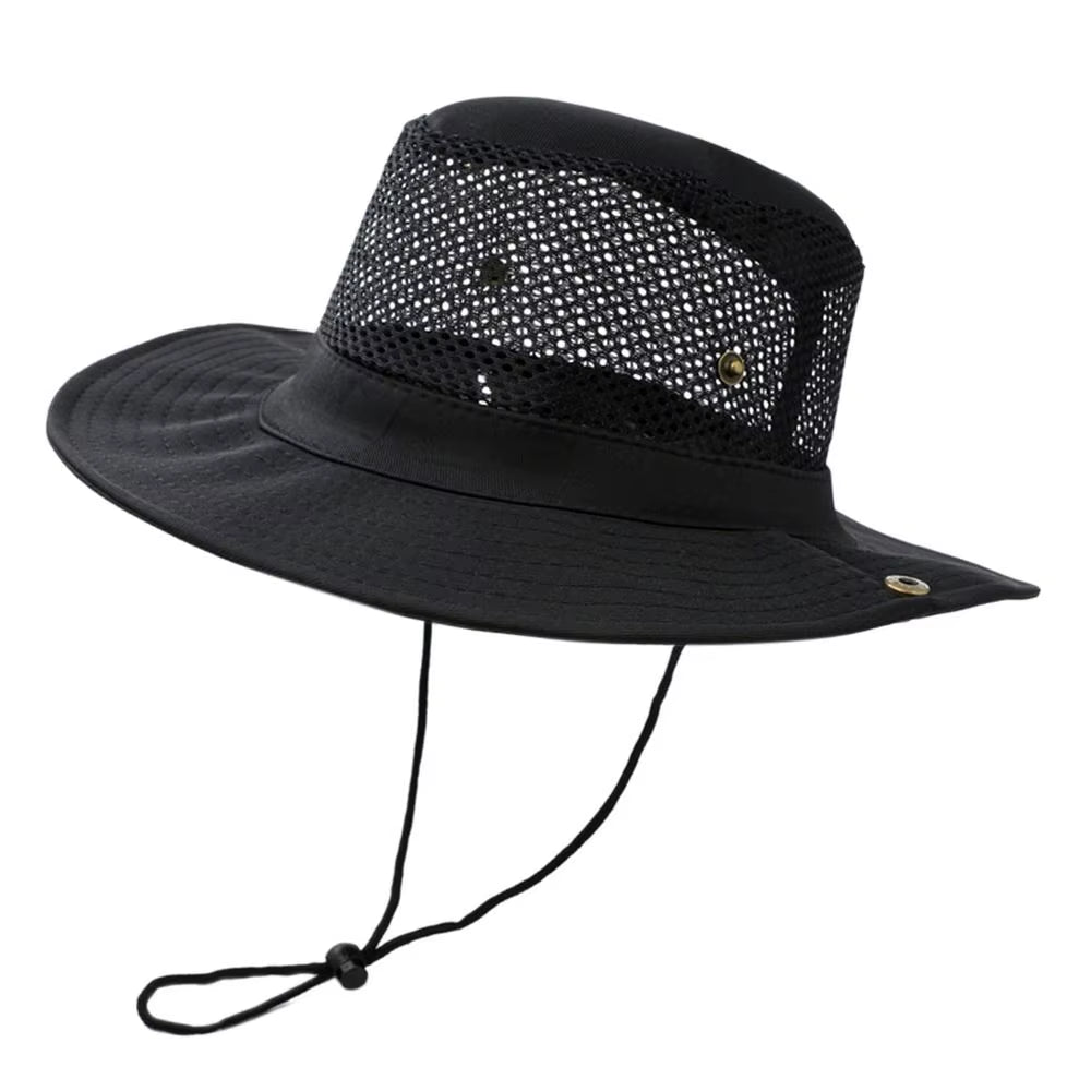 Outdoor Breathable Mesh Camouflage Bucket Hat Sun Protection Hunting Wide Brim Fishing Hiking Cap Mens Womens Sun Visor Hat