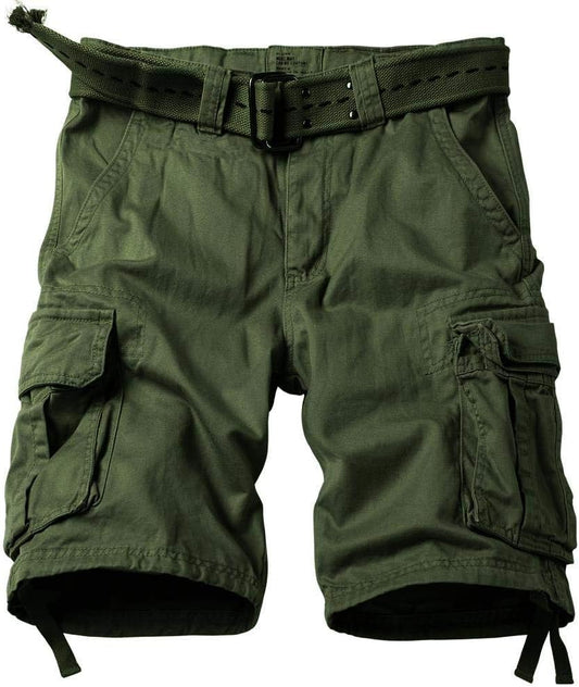Men'S Camo Cargo Shorts Outdoor Multi-Pocket Cotton Casual Shorts with No Belt