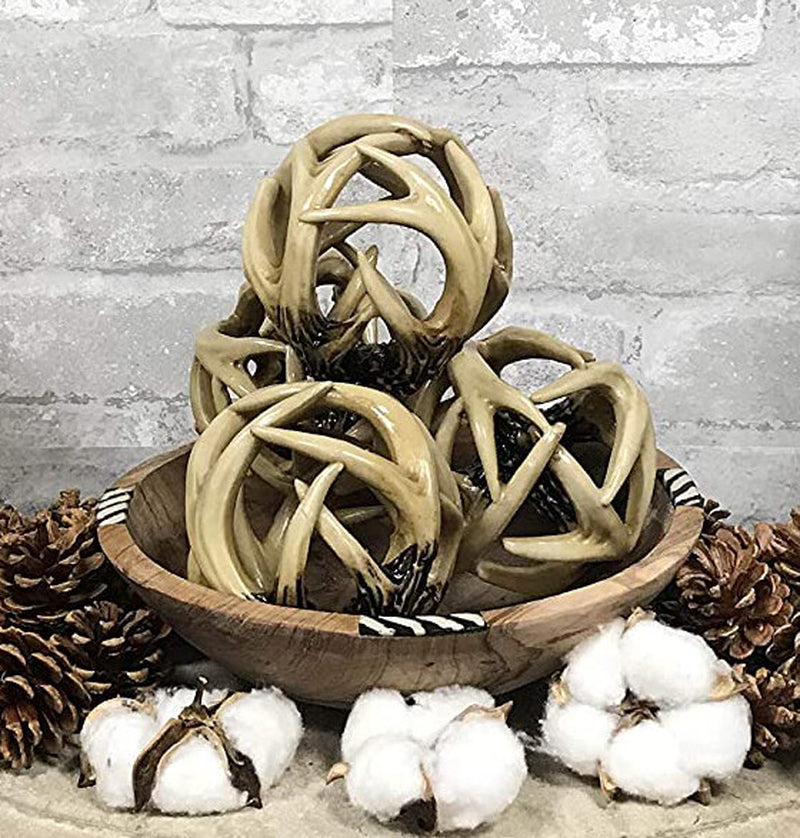 Set of Four Entwined Antlers Orb Potpourri Decorative Ball Home Accent Sphere