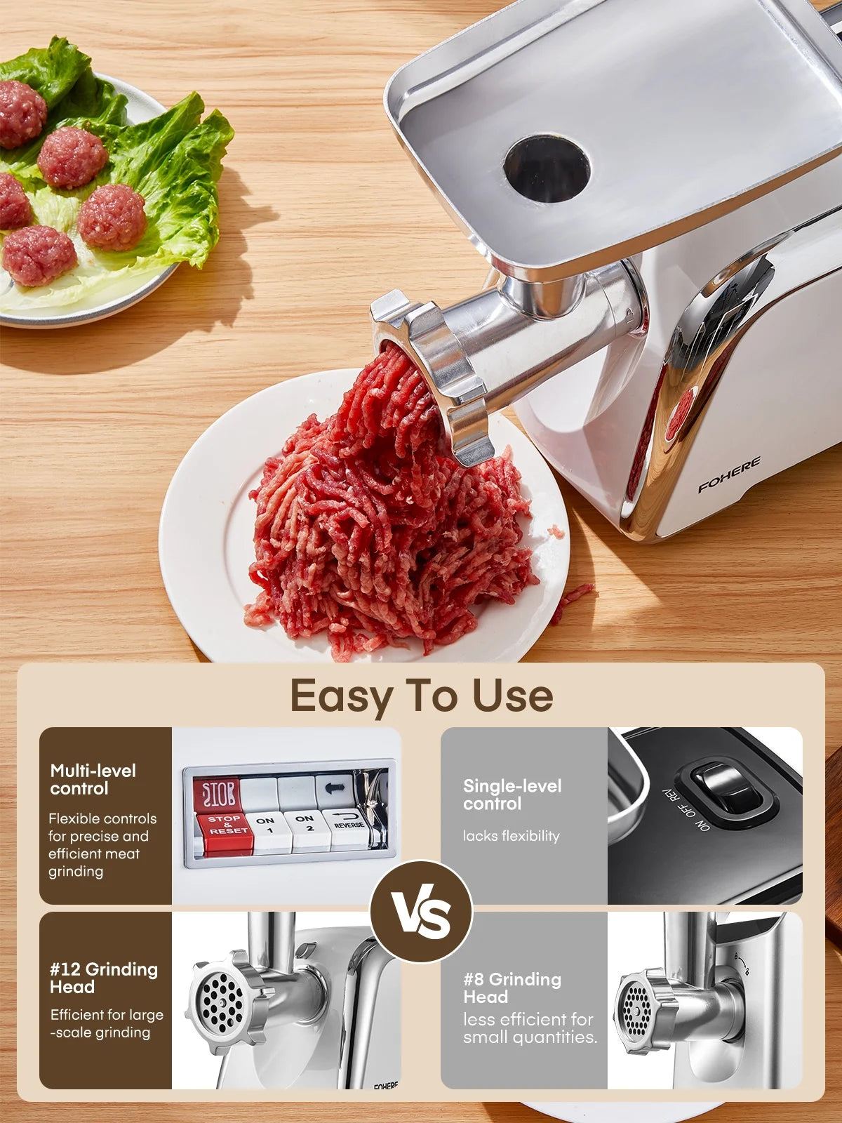 Electric Meat Grinder Heavy Duty,3000W Max 5 In1 Sausage Stuffer Maker with 4 Stainless Steel Plates & 3 Blades,Sausage & Kubbe Maker Kit/Slider Maker