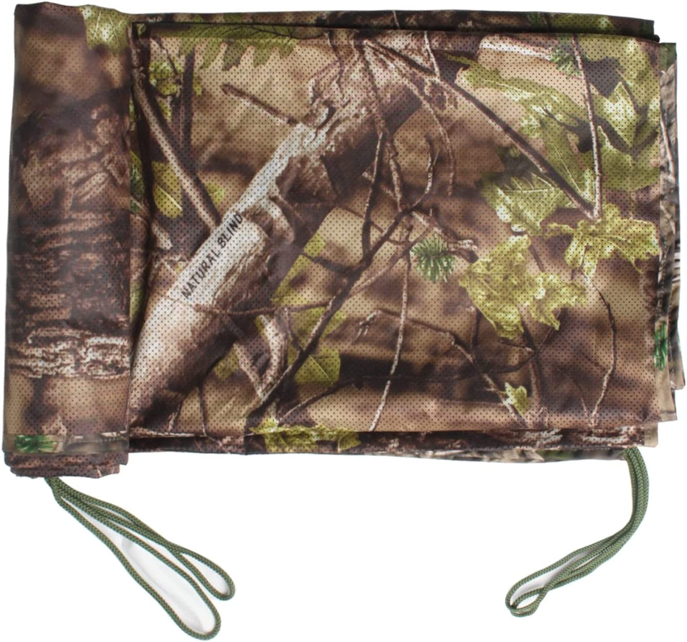 One Way See through Camouflage Mesh Camo Netting 5Ftx6.5Ft Natural Blind Green