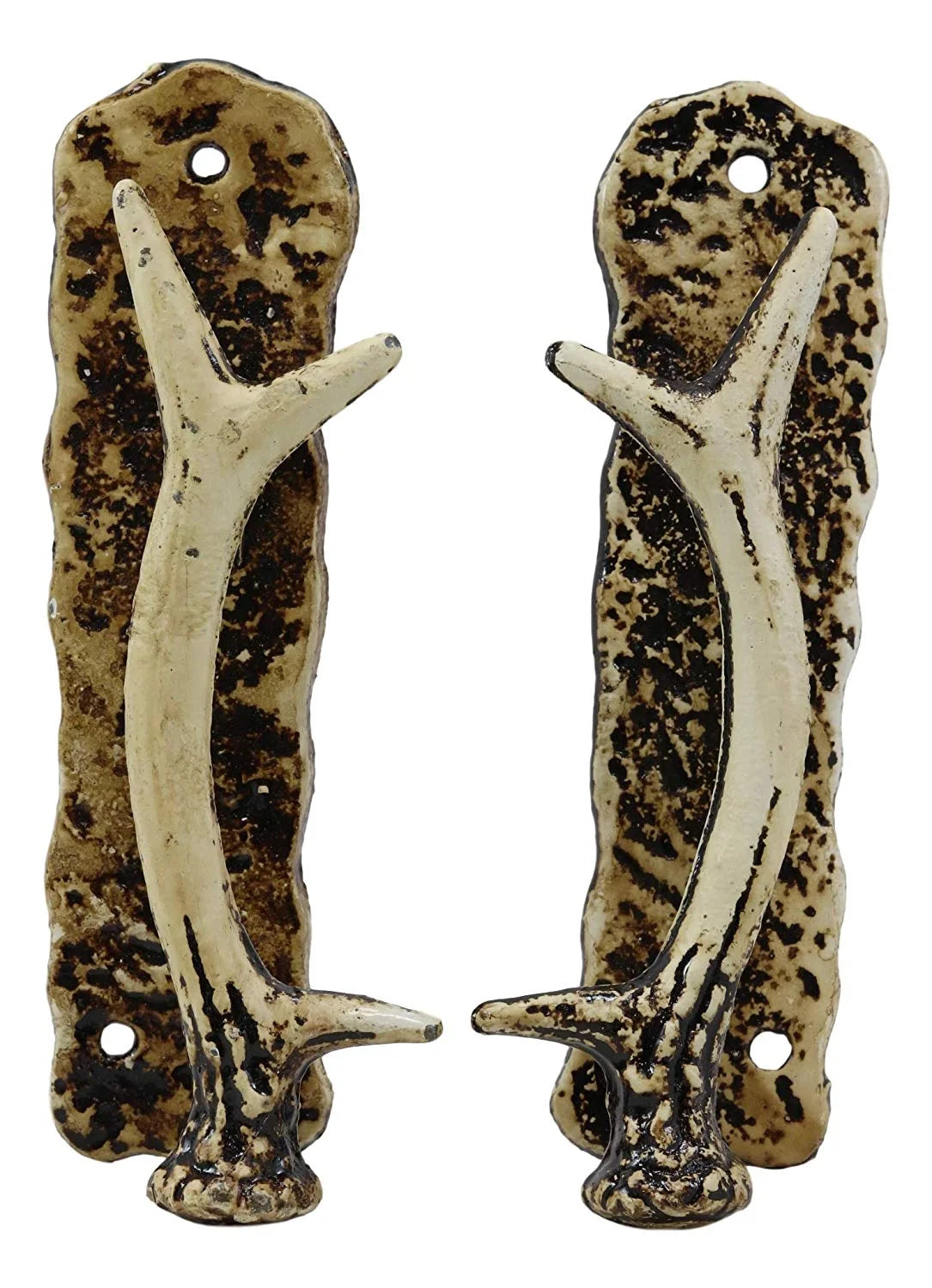 Ebros Set of 2 Western Rustic Deer Antlers Door Pull Handle Hardware Bar Handles