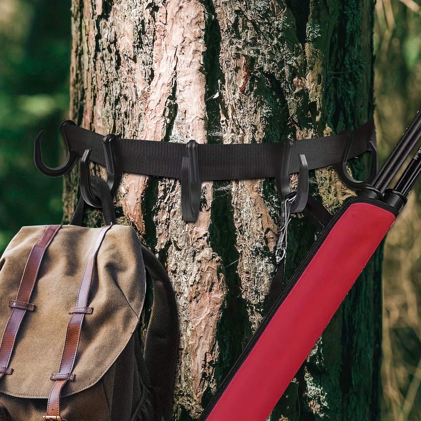 Treestand Strap Gear Hangers with Large Hooks, Lightweight Multi-Hook Accessory Holder Huntting Camping Hiking Tree Stand