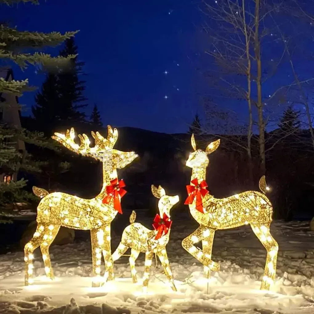 3PCS 210 LED Christmas Lighted Reindeer Decoration Deer Set Outdoor Decor