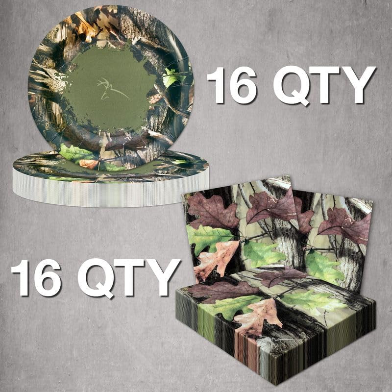 Hunting Camo Party Plates and Napkins for 16 Guests! Includes 16 Small, 7" Paper Plates and 16 Paper Napkins Beautifully Printed in Authentic Next G1 Camo!