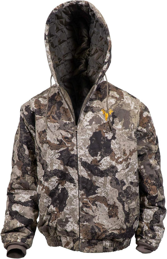 Men’S Insulated Twill Camo Hunting Jacket, Camo with Cotton Shell, for Cold Weather, Bird and Deer Hunting