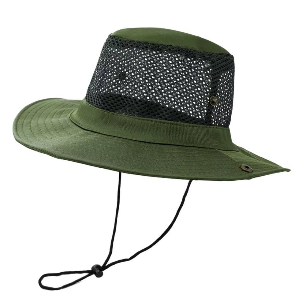 Outdoor Breathable Mesh Camouflage Bucket Hat Sun Protection Hunting Wide Brim Fishing Hiking Cap Mens Womens Sun Visor Hat
