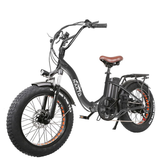 Folding Fat Tire Electric Bike Folding OX 20" Ebike for Adults Electric Mountain Bicycle 500W Powerful Motor 48V 10 Ah Lithium-Ion Battery-Black