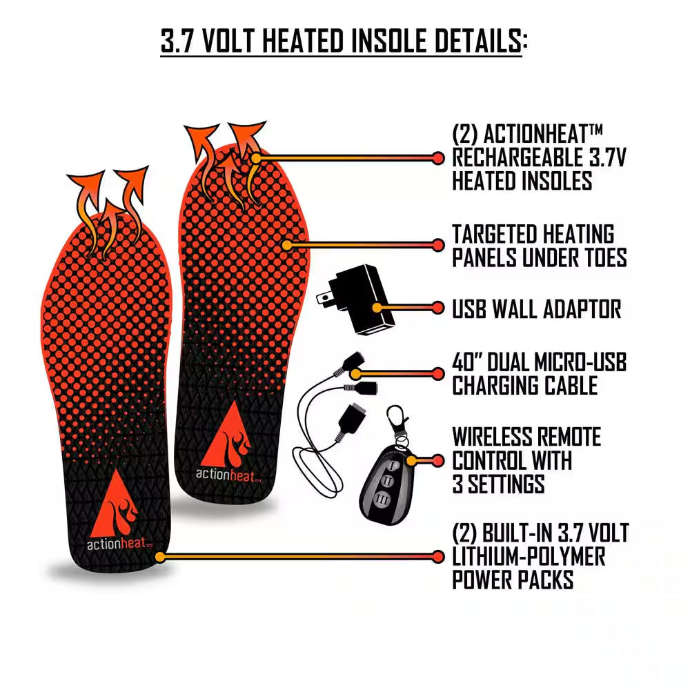 Large/X-Large 3.7V Rechargeable Heated Insoles
