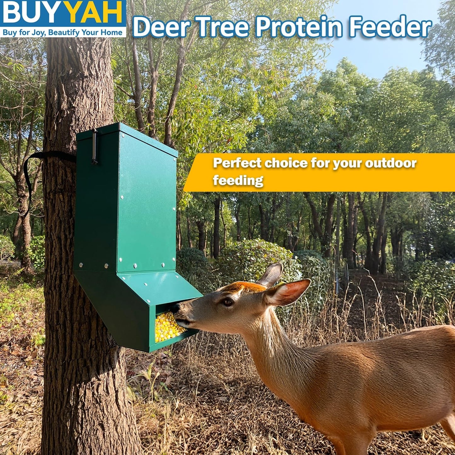 Heavy Duty Deer Feeder Box, Tree Protein Feeder, Gravity Deer Feeder Automati...