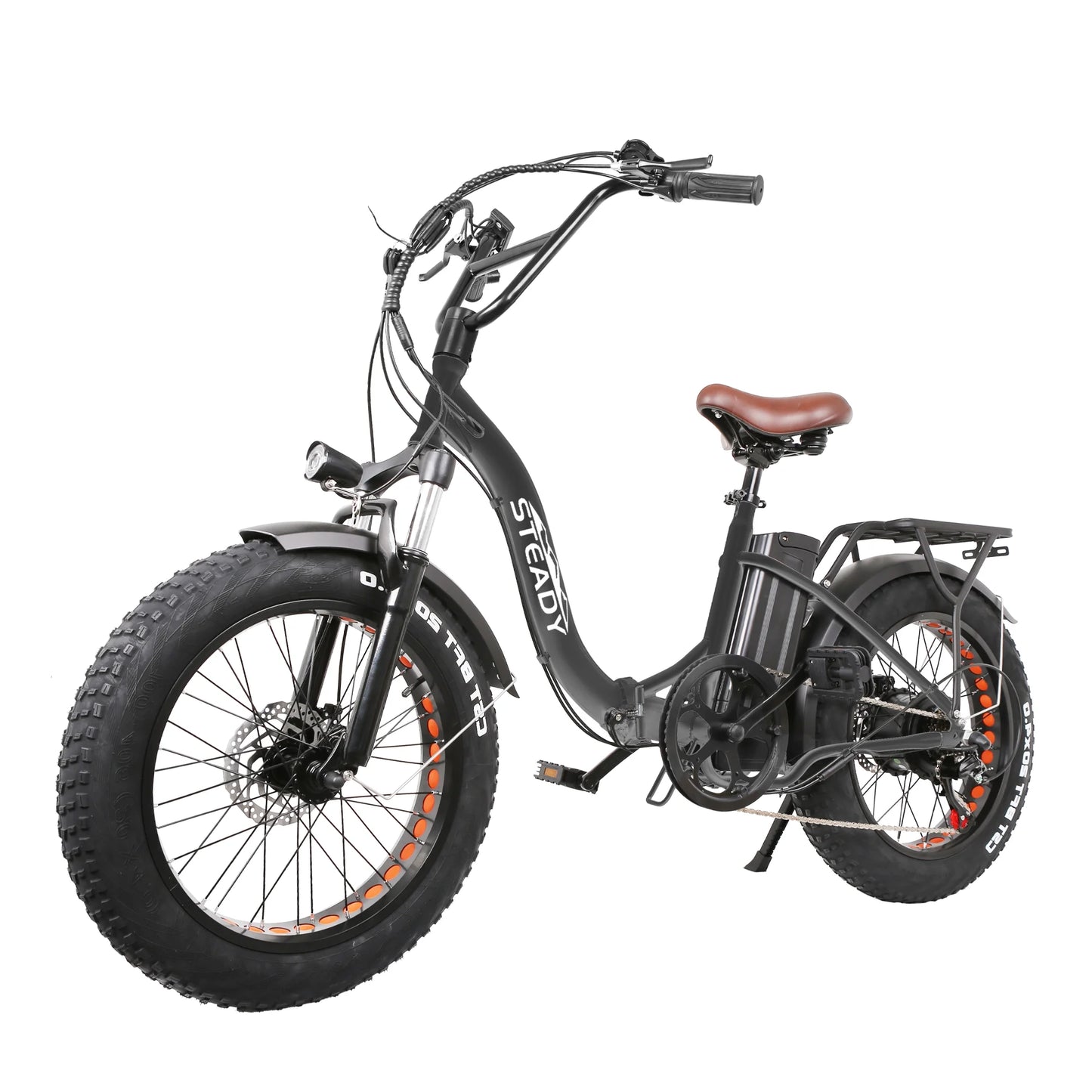 Folding Fat Tire Electric Bike Folding OX 20" Ebike for Adults Electric Mountain Bicycle 500W Powerful Motor 48V 10 Ah Lithium-Ion Battery-Black