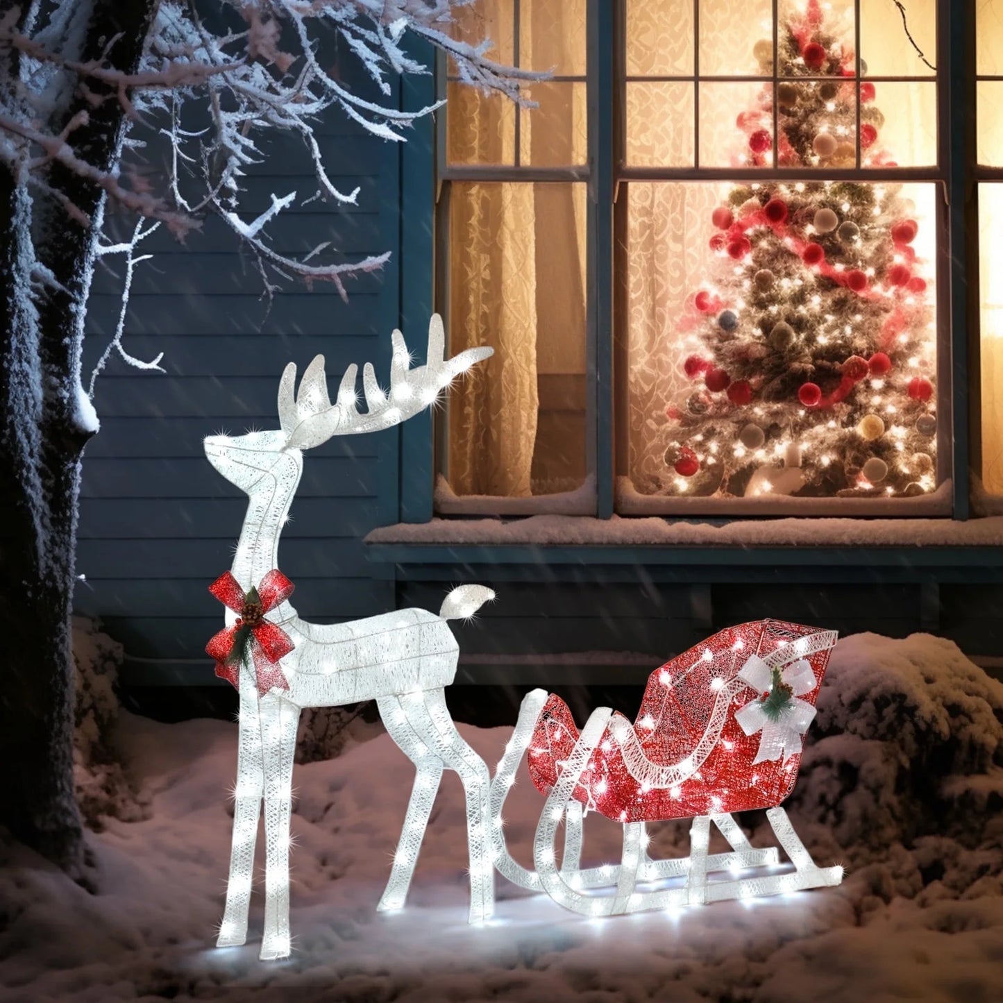 3D Lighted Christmas 4Ft Reindeer & Sleigh product photo from The Deer Store