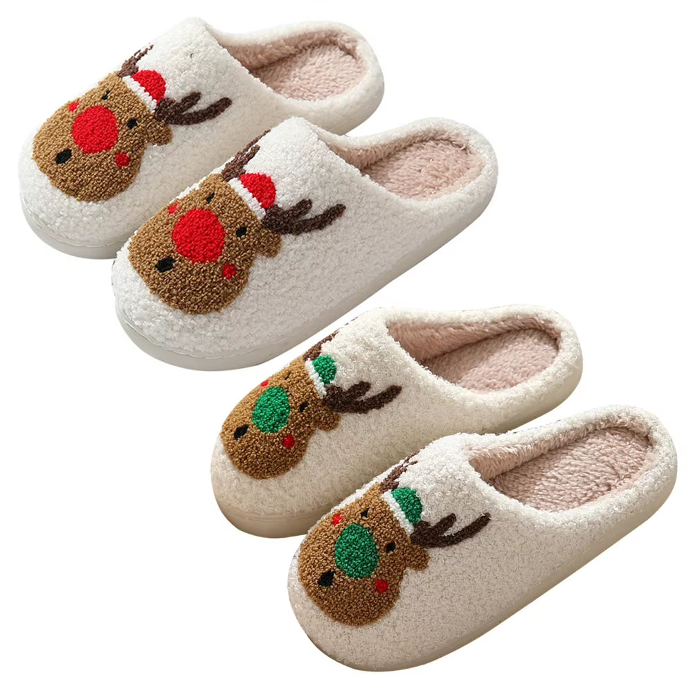 Christmas Deer Slippers Slip On Comfy House Slippers Anti Slip Women Men Bedroom Slipper Plush Warm Slipper For Christmas Gift product photo from The Deer Store