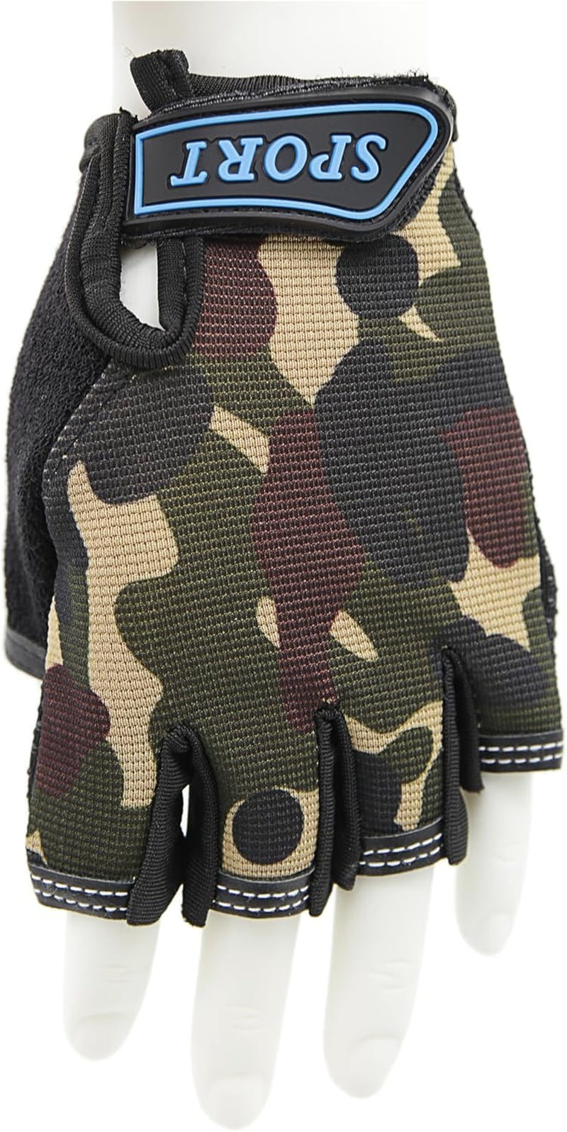 Kids Fingerless Bike Gloves Ages 5-8, Camo Hunting Gloves for Boys Children Monkey Bars Rock Climbing Cycling Biking Fishing