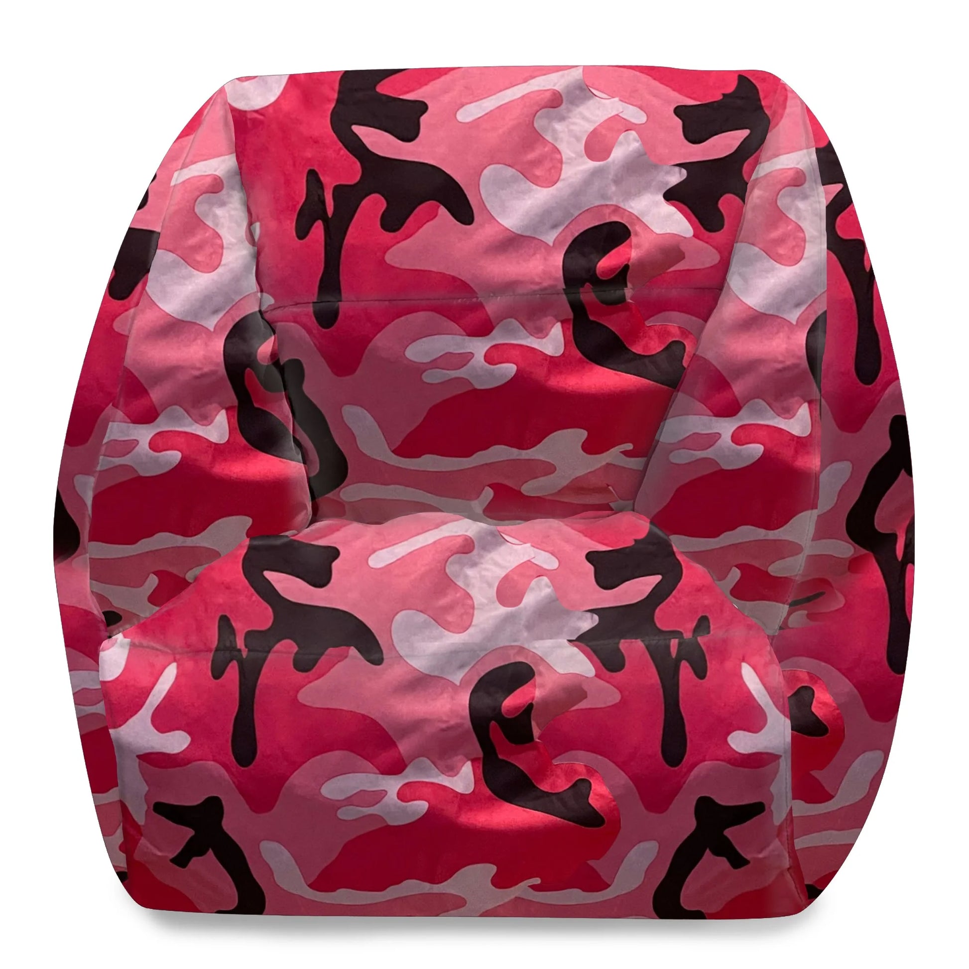 Structured Comfy Bean Bag Chair, Coronado Chair, Nylon - Camo Pink and Black