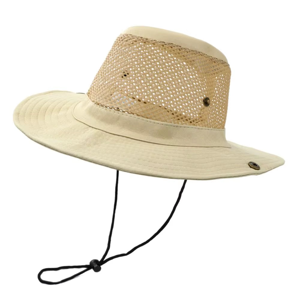 Outdoor Breathable Mesh Camouflage Bucket Hat Sun Protection Hunting Wide Brim Fishing Hiking Cap Mens Womens Sun Visor Hat