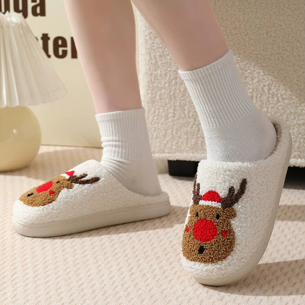 Christmas Deer Slippers Slip On Comfy House Slippers Anti Slip Women Men Bedroom Slipper Plush Warm Slipper For Christmas Gift product photo from The Deer Store