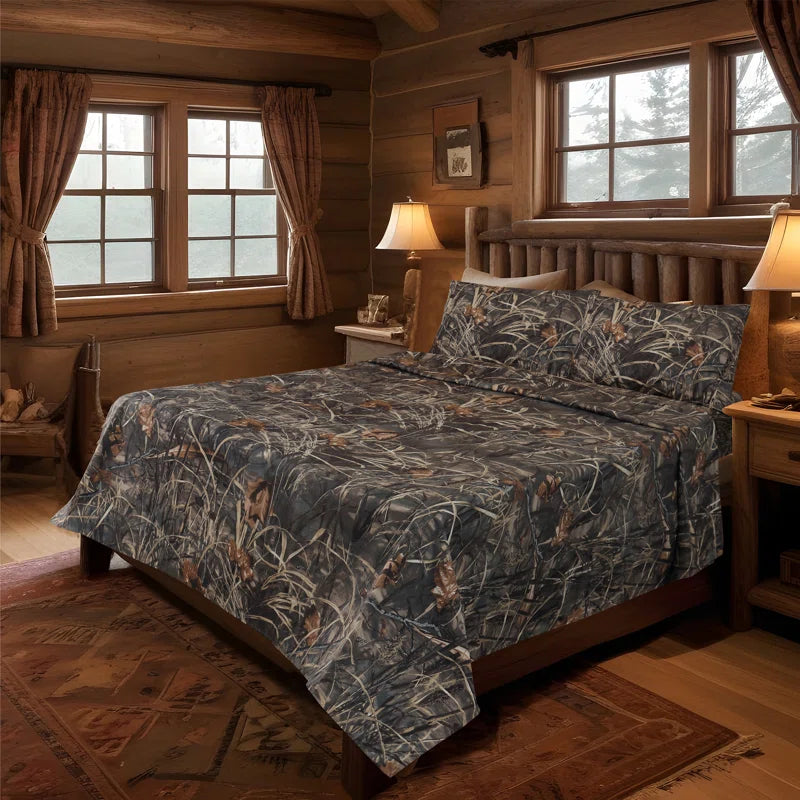 Max 4 Camo Bedding Sheet Set Polycotton Rustic Farmhouse Bedding for Lodge, Cabin & Hunting Bed Set – Perfect for Camouflage Themed Bedroom
