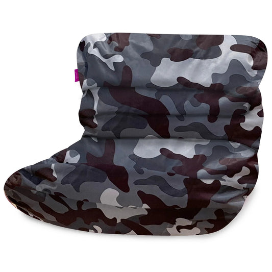 Structured Comfy Bean Bag Chair, Laguna Lounger, Nylon - Camo Dark and Black Gray