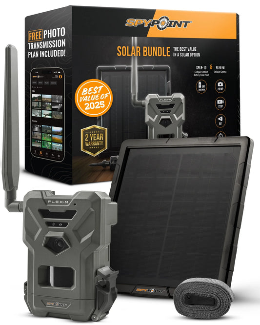 Flex-M Solar Bundle | FLEX-M Trail Camera and Compact Solar Panel | Cellular Trail Camera, Best Value in Hunting Accessories, No Wifi Needed