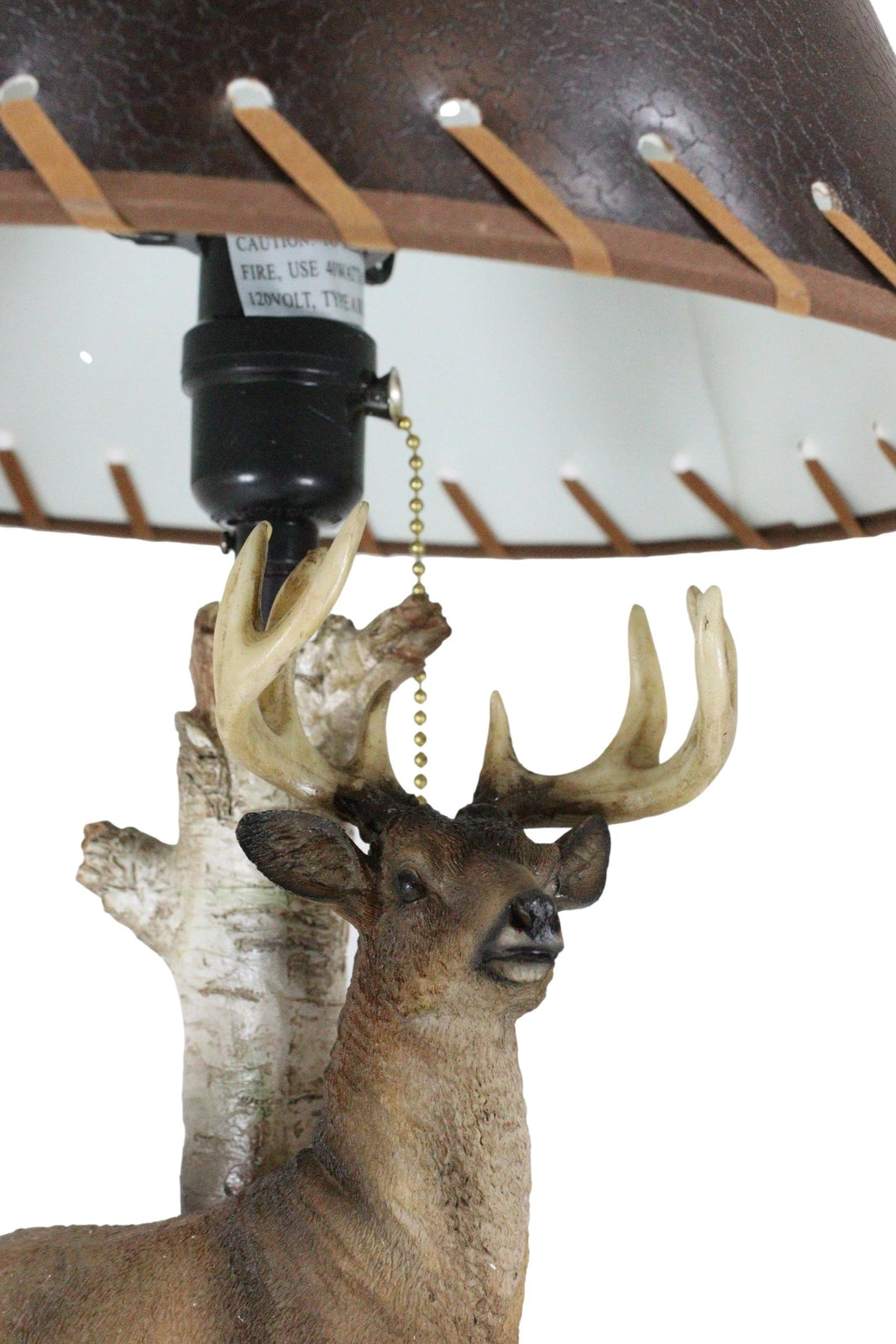 Rustic Country Grand Elk Stag Deer by Birch Tree Desktop Table Lamp with Shade