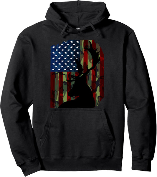 Deer Hunting Camo USA America Flagg Hunt Camouflage Hunter Pullover Hoodie