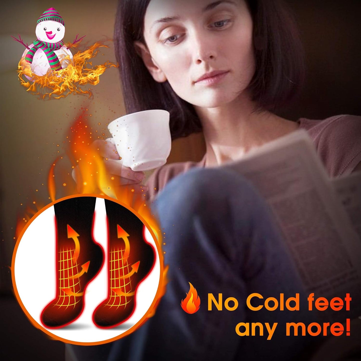 Heated Socks for Men Rechargeable Electric Battery Heated Stockings,Male Winter Warm Battery Powered Heat Insulated Sox,Novelty Climb Hike Thermal Socks Hunt Ski Cycle Foot Warmer,Size L