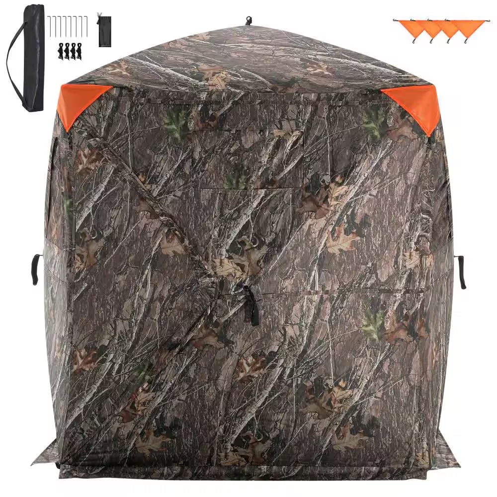Hunting Blind, 270° See through Ground Blind, 1-2 Person Pop up Deer Blind for Hunting with Carrying Bag, Portable