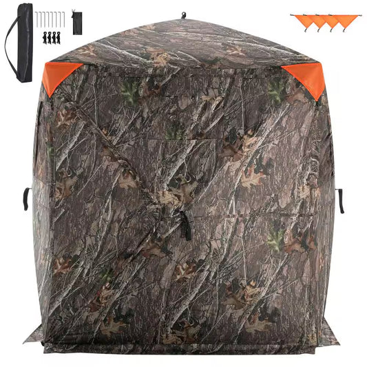 Hunting Blind, 270° See through Ground Blind, 1-2 Person Pop up Deer Blind for Hunting with Carrying Bag, Portable