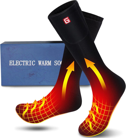 Heated Socks for Men Rechargeable Electric Battery Heated Stockings,Male Winter Warm Battery Powered Heat Insulated Sox,Novelty Climb Hike Thermal Socks Hunt Ski Cycle Foot Warmer,Size L