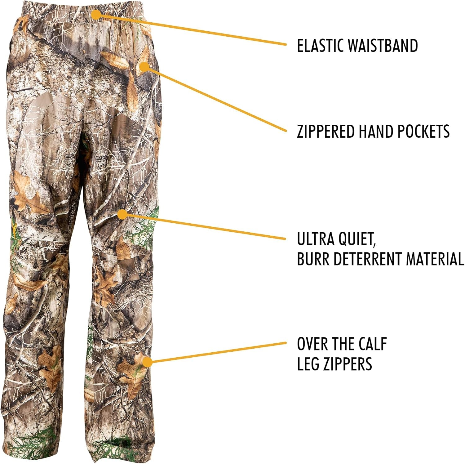 Youth Camo Rain Pant - Waterproof, Ultra-Quiet, Pull-On Outdoor Hunting Pants