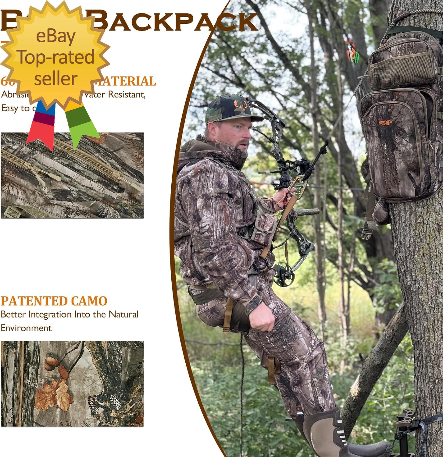 Camo Bow Hunting Backpack for Men and Women Saddle Hunting Back Pack