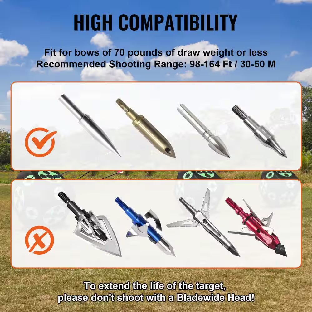 Archery Target 15 In. X 15 In. All-Side Shotting Archery Arrow Target Outdoor Portable Archery Target with Carry Handle