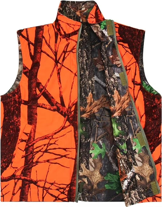 Hunting Heated Vest, Camo Orange Reversible Vest, Game Vest Jacket for Hunting, Lightweight Heating Vest (XL)