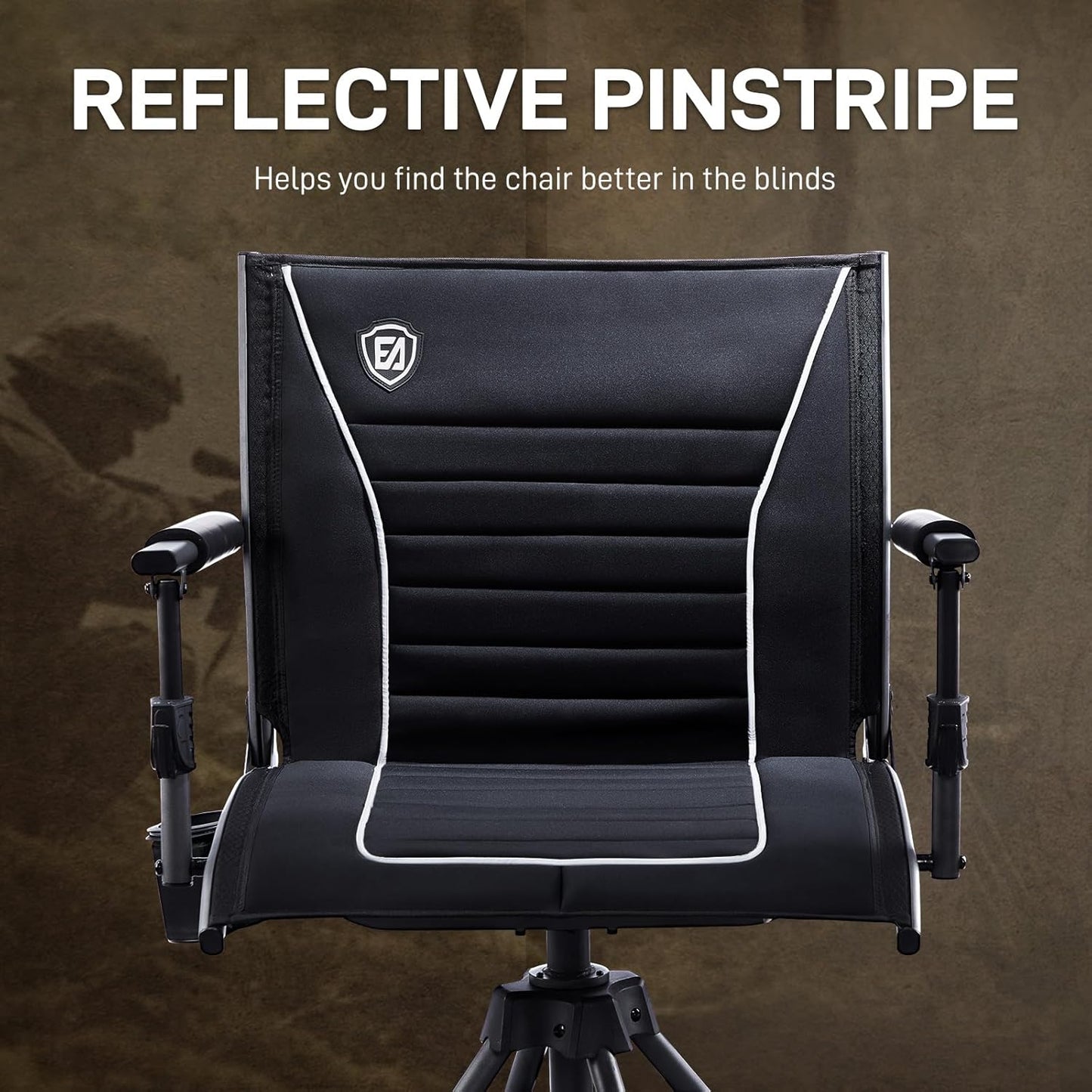 360° Silent Swivel Hunting Chair for Blinds, Adjustable Folding Hunting Seats for Outdoor Activities, Fishing, Support 300Lbs, Black