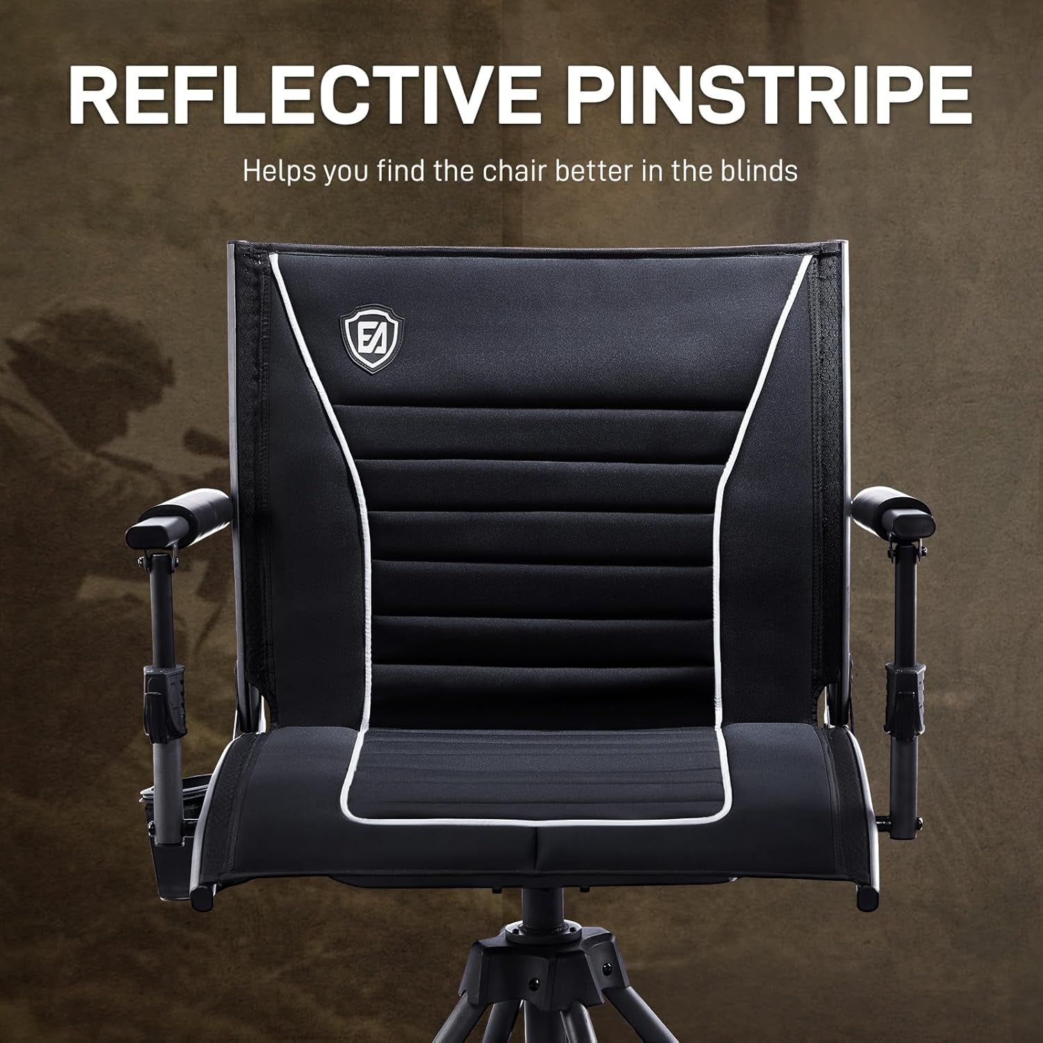 360° Silent Swivel Hunting Chair for Blinds, Adjustable Folding Hunting Seats for Outdoor Activities, Fishing, Support 300Lbs, Black